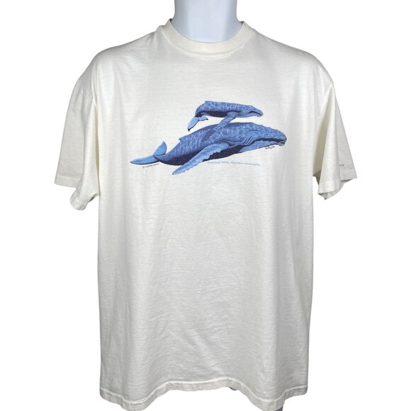 Vintage 80s LL Bean Humpback Whale T Shirt Mens XL Harborside Graphics Made USA - Picture 1 of 6